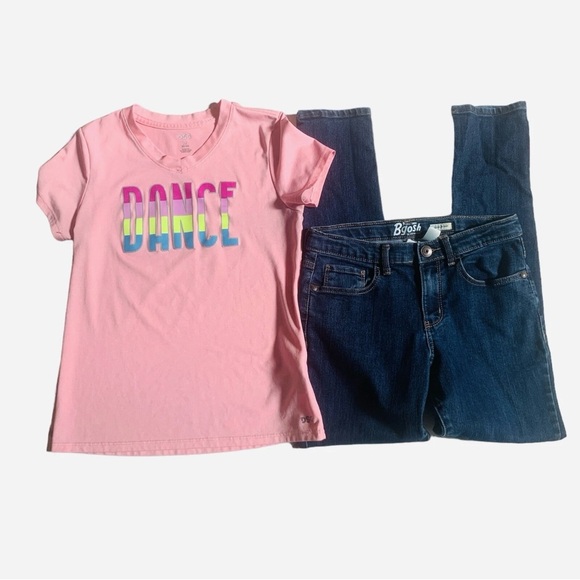 OshKosh B'gosh Sz 10/12 Pink Dance Tee and Blue Jeans Set - Picture 1 of 5